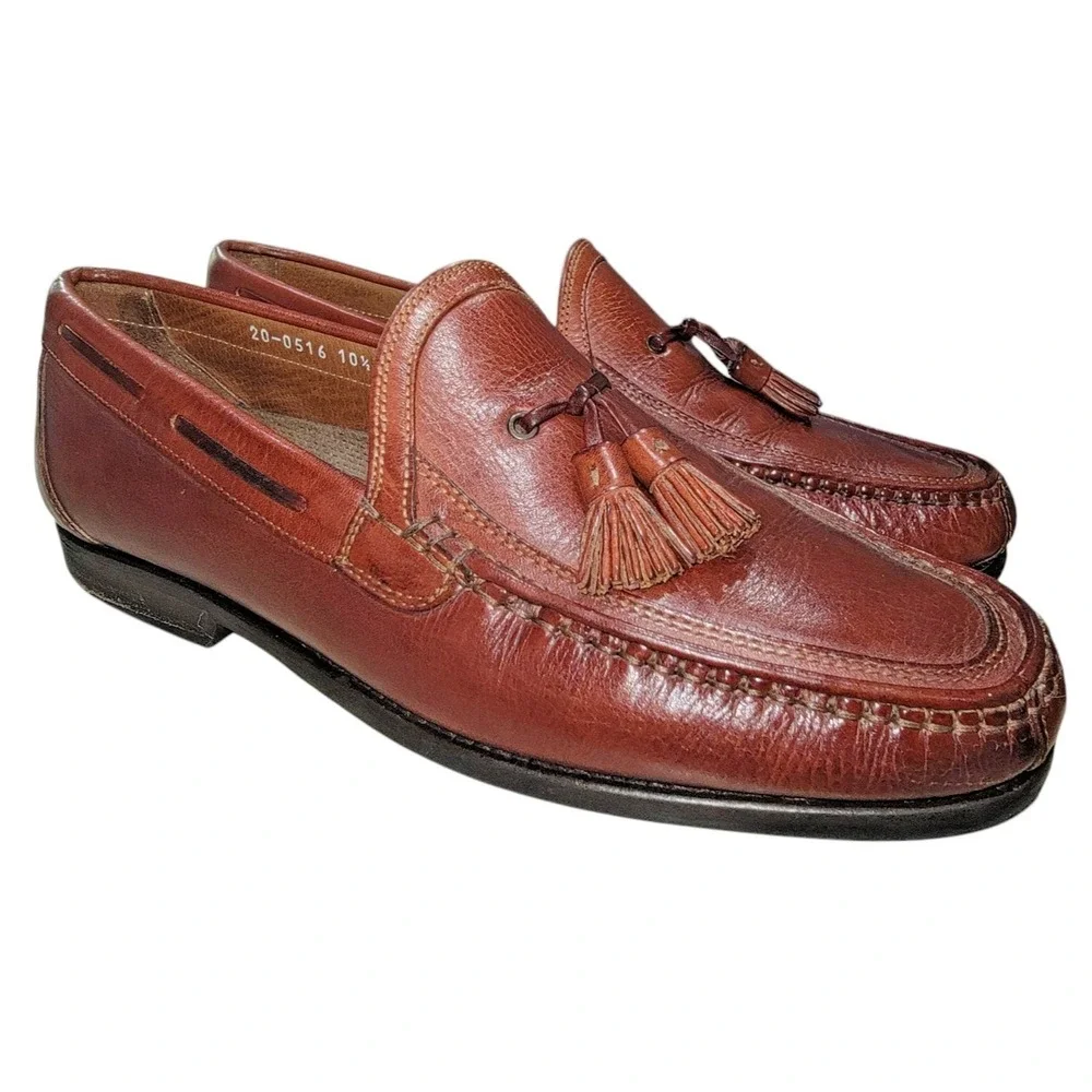 Johnston & Murphy Handcrafted Tassel Loafers Men's Shoes Leather 10.5 M Italy